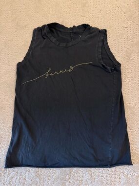 Barre 3 Sleeveless Washed Black Logo Muscle Tank size S
